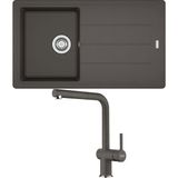 Franke Bfg 611 Granit Slate Grey Evye, Active Plus Doccia Krom Spiralli Armatür Seti