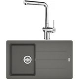 Franke Bfg 611 Granit Stone Grey Evye, Active Plus Doccia Krom Spiralli Armatür Seti - Stone Grey Krom Set - Gri