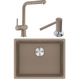 Franke Maris Mrg 110-52 Granit Eviye-Active Plus Doccia 2.0 Armatür-Sıvı Sabunluk Üçlü Set Oyster