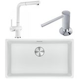 Franke Maris Mrg 110-72 Granit Eviye-active Plus Doccia 2.0 Armatür-sıvı Sabunluk Üçlü Set Bianco Beyaz