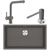 Franke Maris Mrg 110-72 Granit Eviye-active Plus Doccia 2.0 Armatür-sıvı Sabunluk Üçlü Set Stone Grey Gri