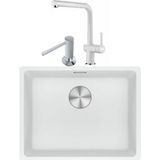 Franke Maris Mrg 210/110-52 Bianco Granit Eviye Actıve Plus Doccia 2.0 Armatür Sıvı Sabunluk Üçlü Set Bianco - Beyaz