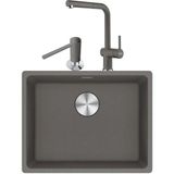 Franke Maris Mrg 210/110-52 Stone Grey Granit Eviye Actıve Plus Doccia 2.0 Armatür Sıvı Sabunluk Üçlü Set Stone Grey - Beyaz