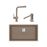 Franke MRG 110-72 Eviye + Active Plus Spiralli Armatür + Sıvı Sabunluk Oyster Üçlü Set Kahverengi