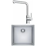 Franke MRX 110-45 Tezgah Altı Çelik Eviye + Franke LİNA L Krom Spiralli Mutfak Bataryası Seti