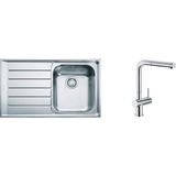 Franke Nex 611 Sol Damlalıklı Evye Active Plus Doccia Krom Armatür Seti - İnox