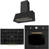 Franke Rustik Ankastre Set Nero (Fco 70 Onyx Nero Siyah Rustik Davlumbaz - Fch 755 4g Tc N On C Nero Ocak - Fco 86 H On Nero Fırın)