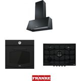 Franke Trendline Plus Bk 70 Davlumbaz Fch 755 4g Tc MB C Ocak Fco 86 H MB Fırın Matt Black Ankastre Set - Siyah