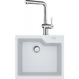 Franke Ubg 610-56 Granit Bianco Evye, Actıve Plus Doccıa 2.0 Spiralli, Krom Armatür - Beyaz