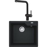 Franke Ubg 610-56 Granit Nero Evye, Active Plus Doccıa 2.0 Spiralli, Nero Armatür - Siyah