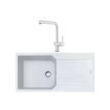 Franke UBG 611-100 Bianco Granit Eviye + Active Plus Doccia 2.0 Bianco Spiralli Mutfak Bataryası Seti