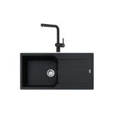 Franke UBG 611-100 Nero Granit Eviye + Active Plus Doccia 2.0 Nero Spiralli Mutfak Bataryası Seti