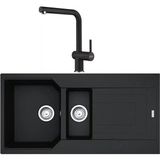 Franke UBG 651-100 Nero Granit Eviye + Active Plus Doccia 2.0 Nero Spiralli Mutfak Bataryası Seti