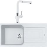 Franke Urban Ubg 611-100 Tek Gözlü Granit Eviye + Active Plus Doccia Armatür (Bianco) - Beyaz Meşe