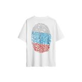 Fransa Bayrağı Damgası Parmak İzi Sırt Ön Baskılı Oversize Tişört Unisex T-Shirt Beyaz