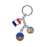 Fransa Üçlü Epoksi Metal Çift Taraflı Damla Anahtarlık France