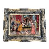 Fransız Aile Toplantısı Temalı İran Tebriz Halı Tablo 95x76 cm - Duvar Halı Kilim Tablo