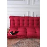 Fransız Berlin Minder Oturma Minderi, Yer Minderi, Minder, Tv Izleme Minderi, Bahçe Minderi, Palet Minderi 130x70cm Alt Üst Takım (Bordo)