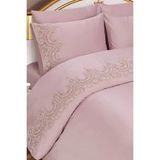 Fransız Dantelli Sultans Tek Kişilik Nevresim Takımı 4 Parça Pudra - 160 x 220 cm