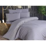 Fransız Dantelli Wave Çeyizlik Nevresim Takımı Gri - 200 x 220 cm