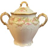 Fransız Limoges Gofreli Porselen Şekerlik Boyu 13 cm Eni 14,5 cm