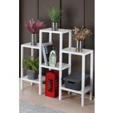 Frapan Home 6 Raflı Plastik Raf Ünitesi Saksılık Çiçeklik Saksı Standı Dekoratif Raf Beyaz