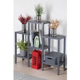 Frapan Home 6 Raflı Plastik Raf Ünitesi Saksılık Çiçeklik Saksı Standı Dekoratif Raf Gri