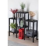 Frapan Home 6 Raflı Plastik Raf Ünitesi Saksılık Çiçeklik Saksı Standı Dekoratif Raf Siyah