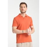 Frappoli 2032 Rico Erkek Turuncu %100 Pamuk Waffle Regular Fit Polo Yaka Tişört - 3XL