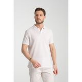 Frappoli 2525 Lores Erkek Krem %100 Pamuk Waffle Slim Fit Polo Yaka Tişört - 3XL
