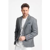 Frappoli Abrines Erkek Siyah-Gri Pamuklu Likralı Esneyen Kumaşlı Slim Fit Spor Blazer Ceket