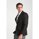 Frappoli Adelfo Erkek Siyah Diagonel Süet Slim Fit Mono Yaka Spor Blazer Ceket - 48 - 6 Drop