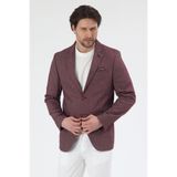 Frappoli Adelmiro Erkek Bordo Yazlık Mono Yaka Slim Fit Keten Görünümlü Blazer Ceket