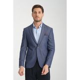 Frappoli Agabio Erkek Lacivert Kendinden Desenli Slim Fit Mono Yaka Spor Blazer Ceket - 58 - 6 Drop