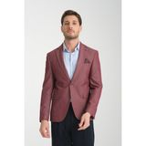 Frappoli Agabio Erkek Lacivert Kendinden Desenli Slim Fit Mono Yaka Spor Blazer Ceket - Bordo - 58 - 6 Drop