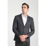 Frappoli Aimame Erkek Koyu Lacivert Mono Yaka Örme Esnek Likralı Kumaş Blazer Ceket - 48