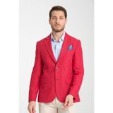 Frappoli Alfredo Erkek Kırmızı Slim Fit Hasır Kumaşlı Blazer Ceket - 60 - 240-Kırmızı