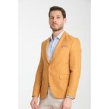 Frappoli Alfredo Erkek Yellow Slim Fit Hasır Kumaşlı Blazer Ceket - Koyu Sarı - 62