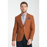 Frappoli Allegri Erkek Hardal Desenli Slim Fit Mono Yaka Spor Blazer Ceket - 52 - 6 Drop