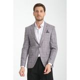 Frappoli Aradori Erkek Gri Ekose Slim Fit Mono Yaka Spor Blazer Ceket - 56 - 6 Drop