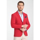 Frappoli Arunte Erkek Kırmızı Keten Görünümlü Ince Dört Mevsim Giyilebilir Slim Fit Blazer Ceket