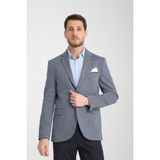 Frappoli Bacco Erkek Lacivert Mono Yaka Kendinden Desenli Slim Fit Dar Kesim Blazer Ceket - 52 - 6 Drop