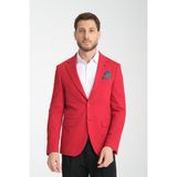 Frappoli Baselna Erkek Kahve Esneyen Likralı Kumaşlı Tam Astarlı Slim Fit Mono Yaka Dar Kesim Blazer Ceket - Kırmızı - 48 - 6 Drop