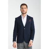Frappoli Baselna Erkek Kahve Esneyen Likralı Kumaşlı Tam Astarlı Slim Fit Mono Yaka Dar Kesim Blazer Ceket - Koyu Lacivert - 54 - 6 Drop