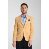 Frappoli Baselna Erkek Kahve Esneyen Likralı Kumaşlı Tam Astarlı Slim Fit Mono Yaka Dar Kesim Blazer Ceket - Sarı - 58 - 6 Drop