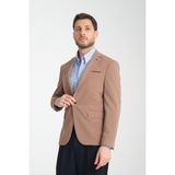 Frappoli Baselna Erkek Kahve Esneyen Likralı Kumaşlı Tam Astarlı Slim Fit Mono Yaka Dar Kesim Blazer Ceket - Vizon - 50 - 6 Drop