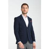 Frappoli Baselna Erkek Lacivert Esneyen Likralı Kumaşlı Tam Astarlı Slim Fit Mono Yaka Dar Kesim Blazer Ceket