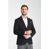 Frappoli Baselna Erkek Siyah Esneyen Likralı Kumaşlı Tam Astarlı Slim Fit Mono Yaka Dar Kesim Blazer Ceket