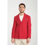 Frappoli Baselna Krv Erkek Kahve Kruvaze 6 Adet Metal Düğmeli 4 Mevsim Spor Blazer Ceket - Açık Kırmızı - 50 - 6 Drop
