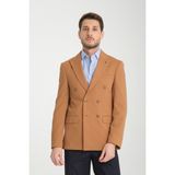Frappoli Baselna Krv Erkek Kahve Kruvaze 6 Adet Metal Düğmeli 4 Mevsim Spor Blazer Ceket - Hardal - 50 - 6 Drop